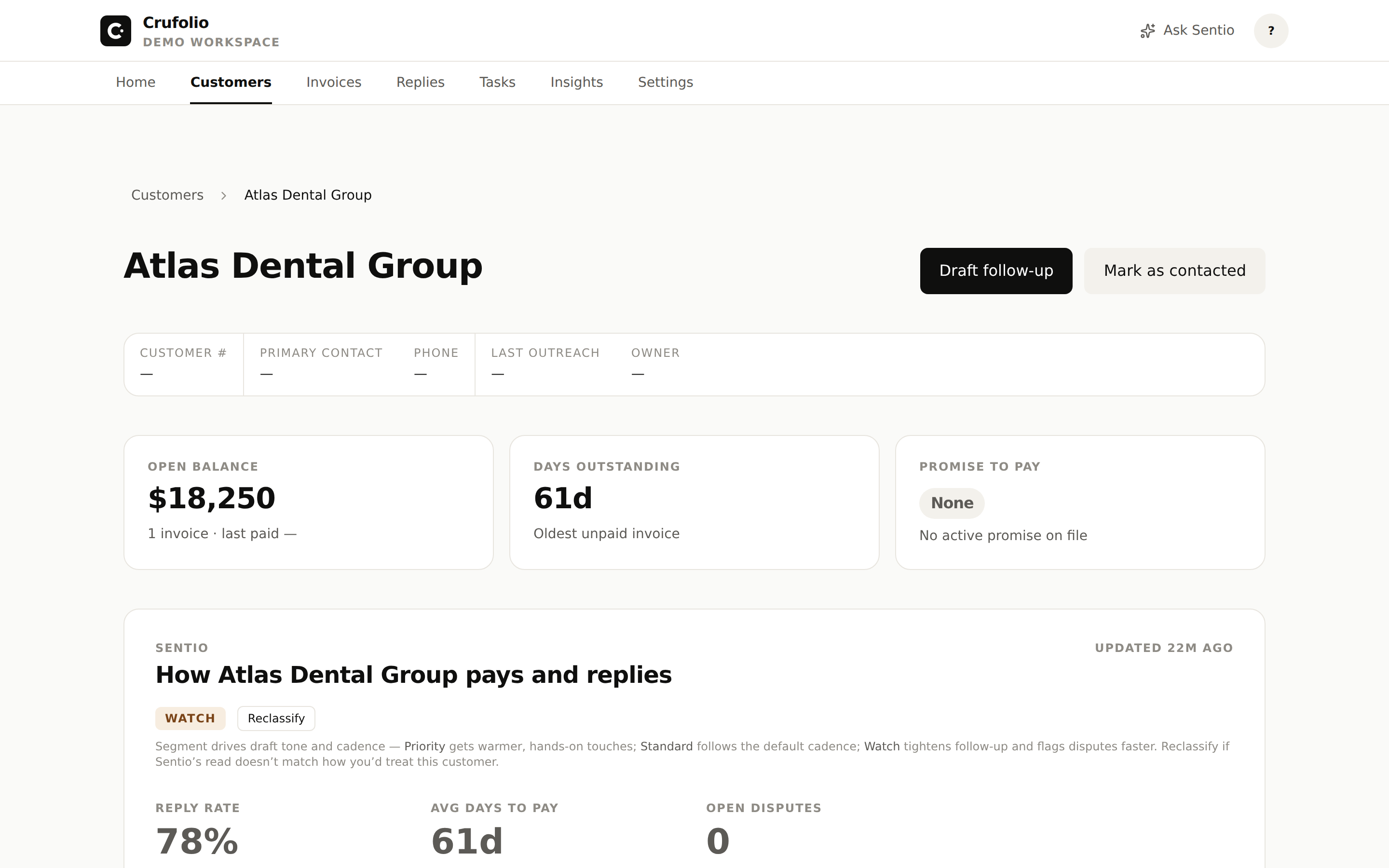 Customer dossier — top